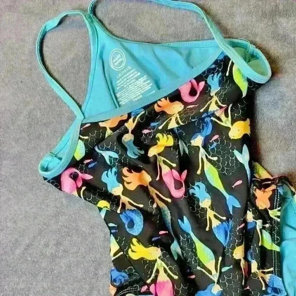 WONDER NATION Girl MERMAID Bathing Swim Suit BLACK One Piece LINED size Lg 10-12 - Picture 5 of 5